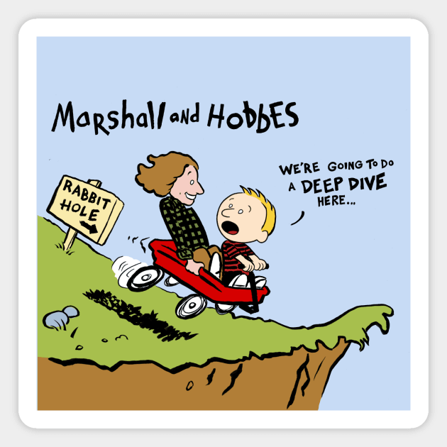 Marshall and Hobbes Magnet by BeckyandShoulderAngel